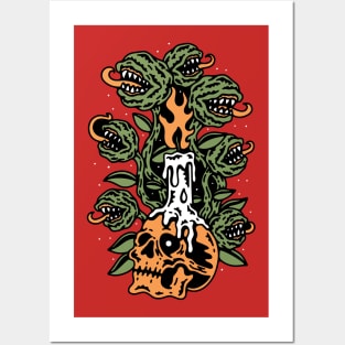 Plant skull monster illustration Posters and Art